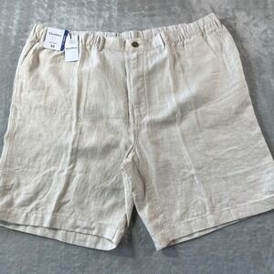 Caribbean Linen Shorts Men 52 Big Beige Casual Beach Travel Resort Preppy Resort